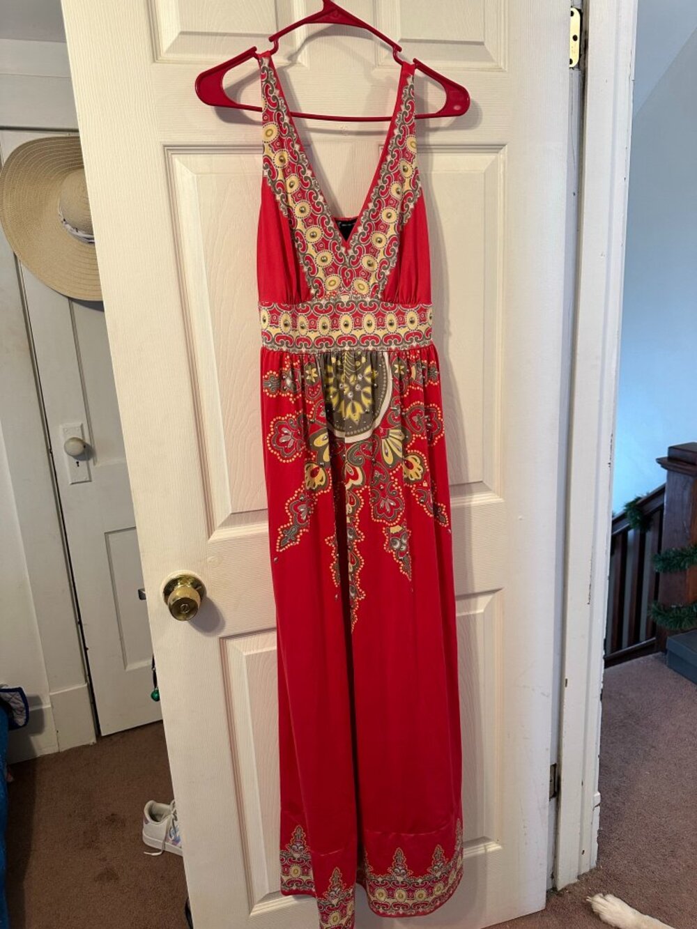 Macy's INC International Concepts Coral Patterned Maxi Dress. Size Medium.